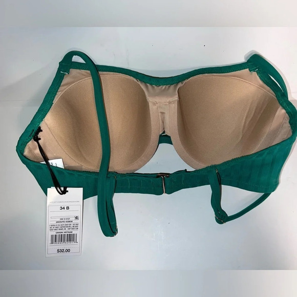 Shade& Shore,NWT,  34B, ribbed bikini top,front cutout peephole, adj straps - Picture 6 of 8